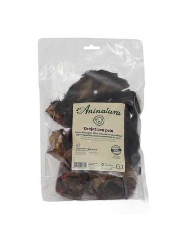 Snacks Naturales Perros Aninatura, Oreja de Vacuno con pelo